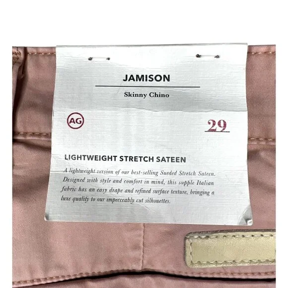 Adriano Goldschmied Mens Jamison Skinny Chino Pants Light Mauve Pink Size 29